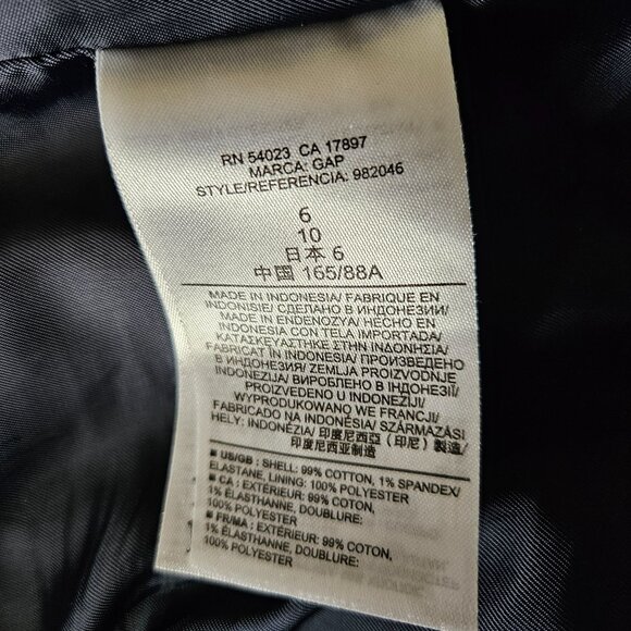 Gap Woman SZ 6 Stretch Blazer 2 Button Striped Pockets Lined Nautical Classic - Picture 7 of 8